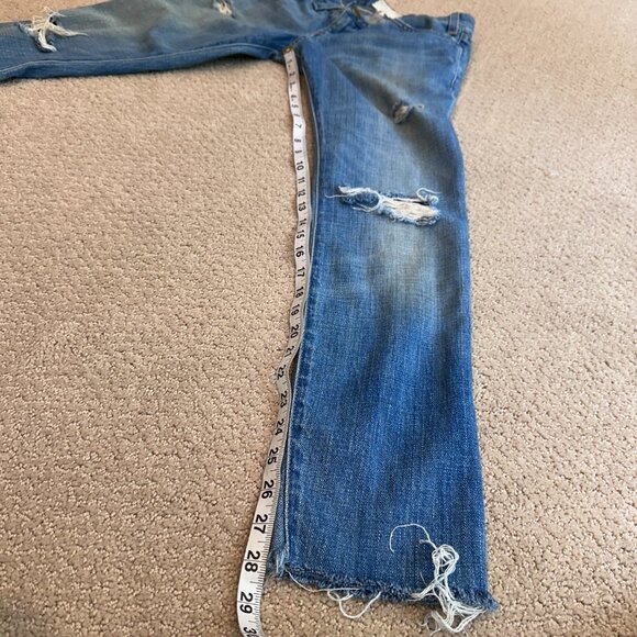 Current/Elliott Boyfriend Jeans Tattered Destroy Boho Raw Hem Size 24 #1968-0001 - Picture 8 of 13